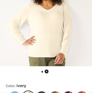 Croft & Barrow brand new. Plus size 3X Extra soft Women's Ivory V-Neck Sweater